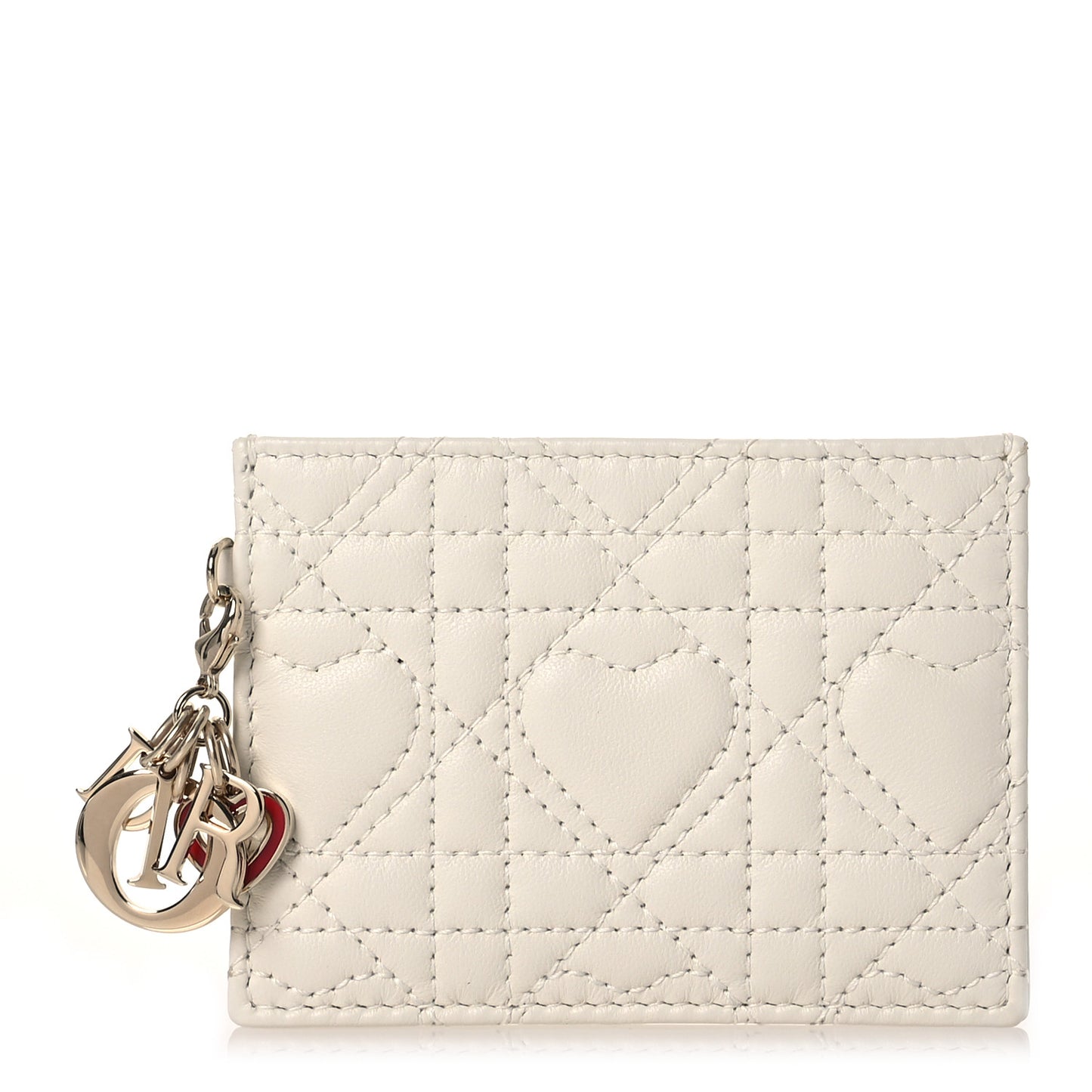 Lambskin Cannage DiorAmour Lady Dior Card Holder White