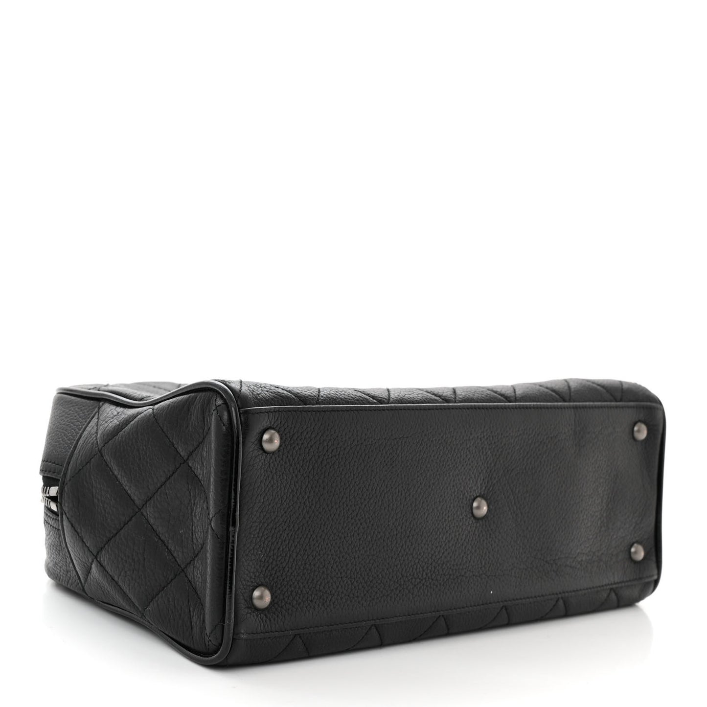 Caviar Patent Quilted Bowler Black