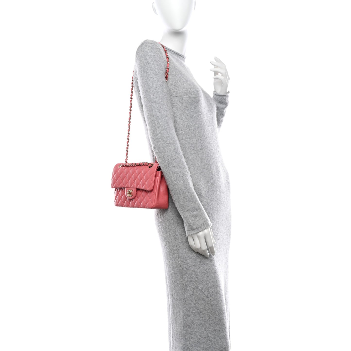 Caviar Quilted Small Double Flap Pink