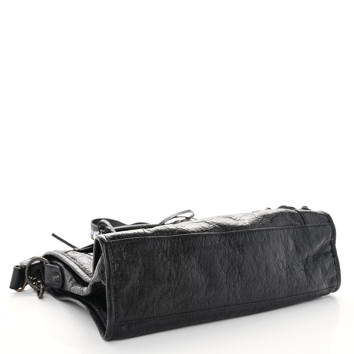 Agneau Classic Hardware S City Logo Strap Black White