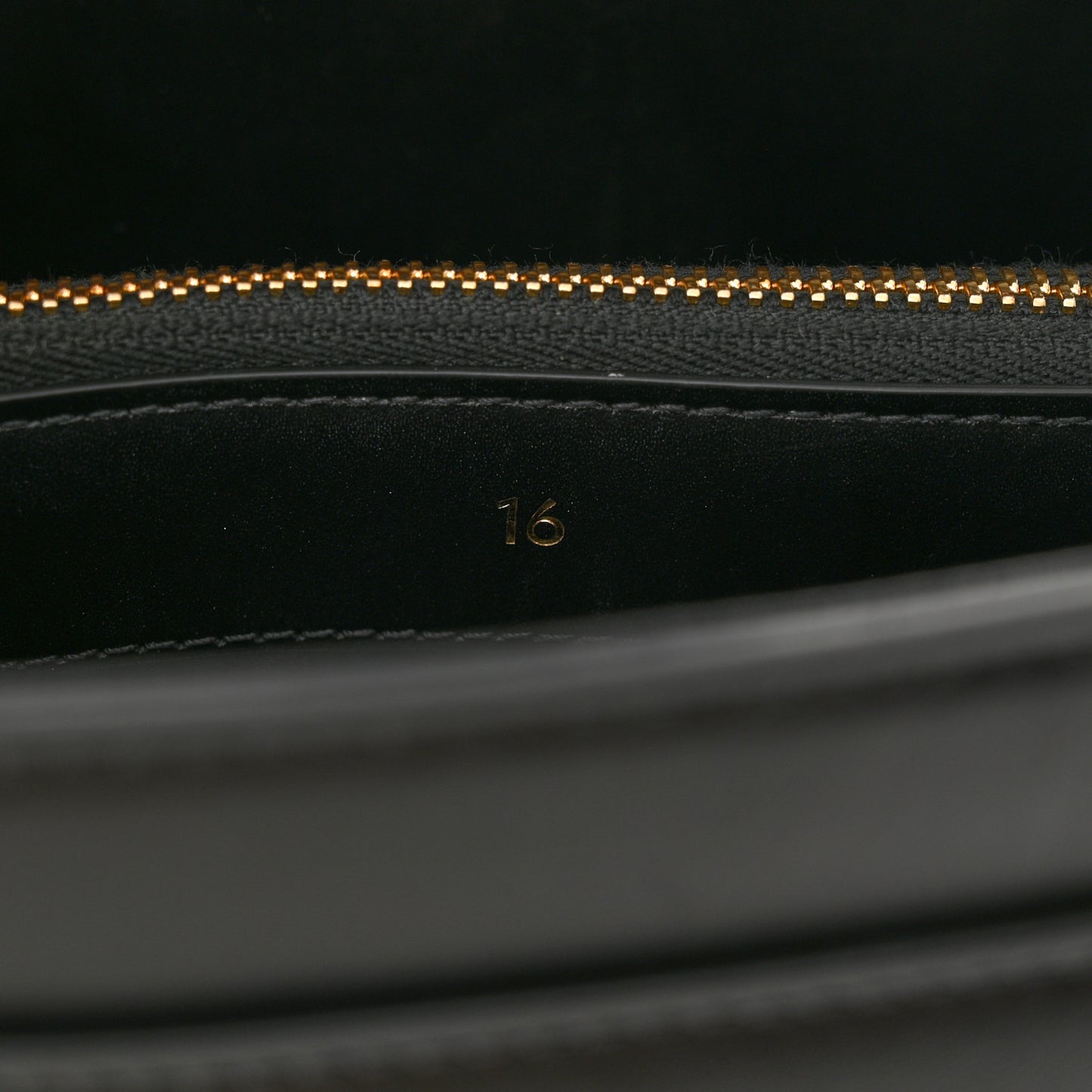 Satinated Calfskin Small 16 Top Handle Bag Black