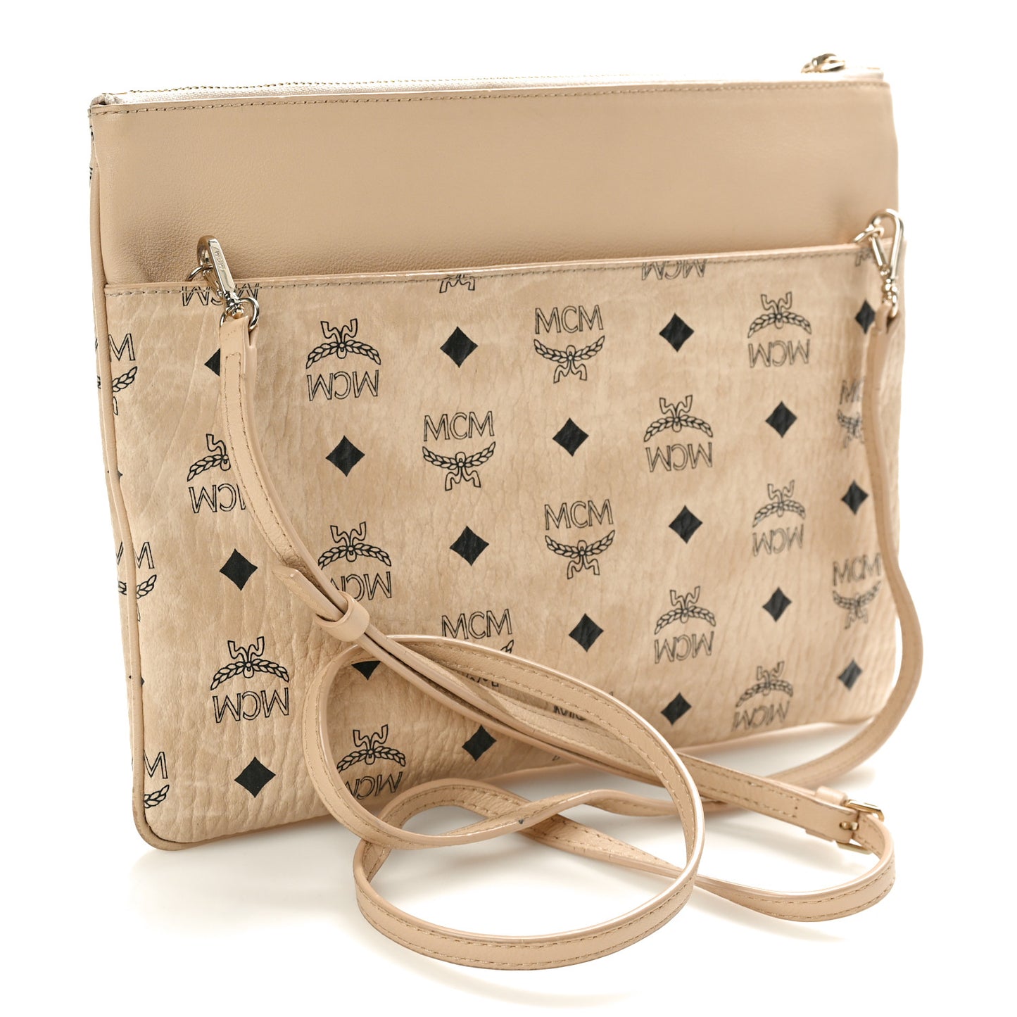 Visetos Medium Crossbody Pouch Beige