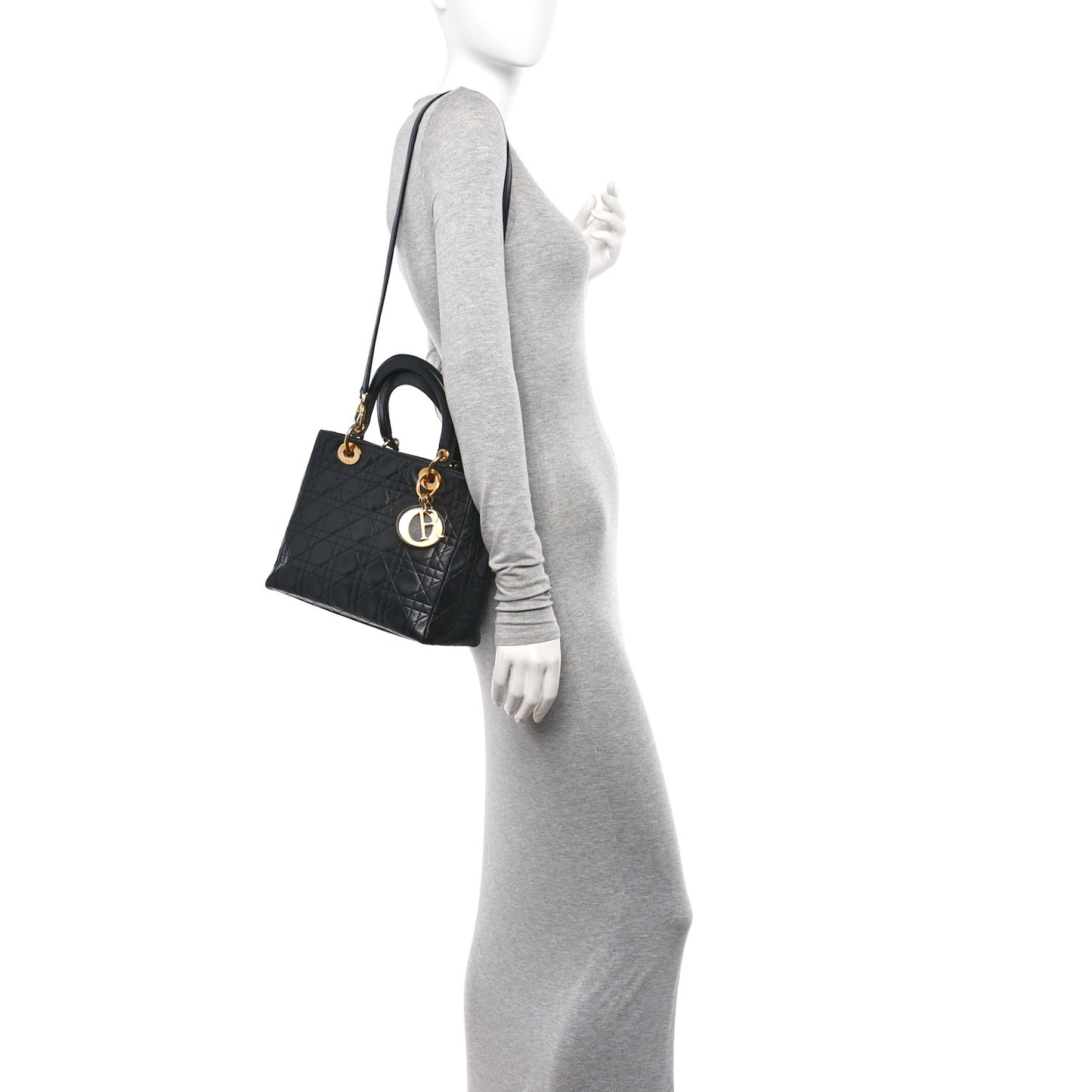 Lambskin Cannage Medium Lady Dior Black