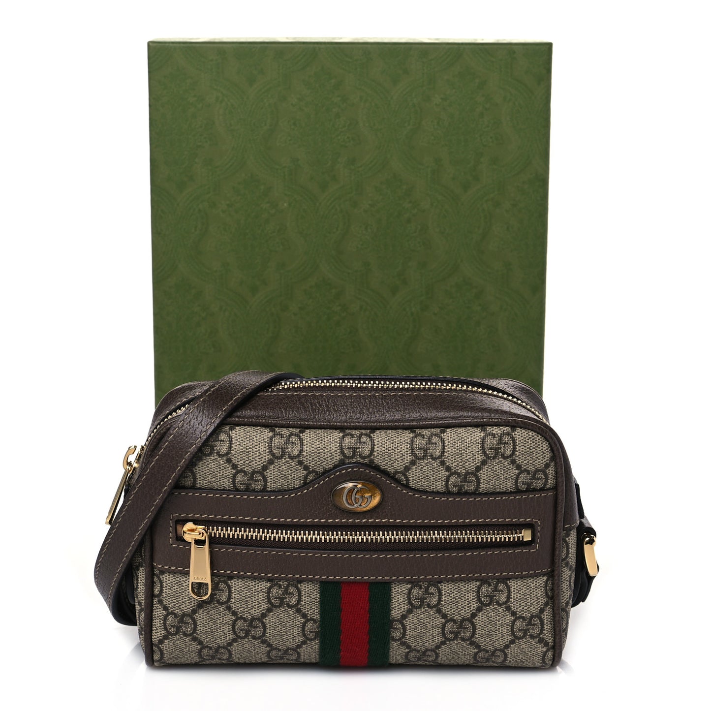 GG Supreme Monogram Web Mini Ophidia Shoulder Bag Brown