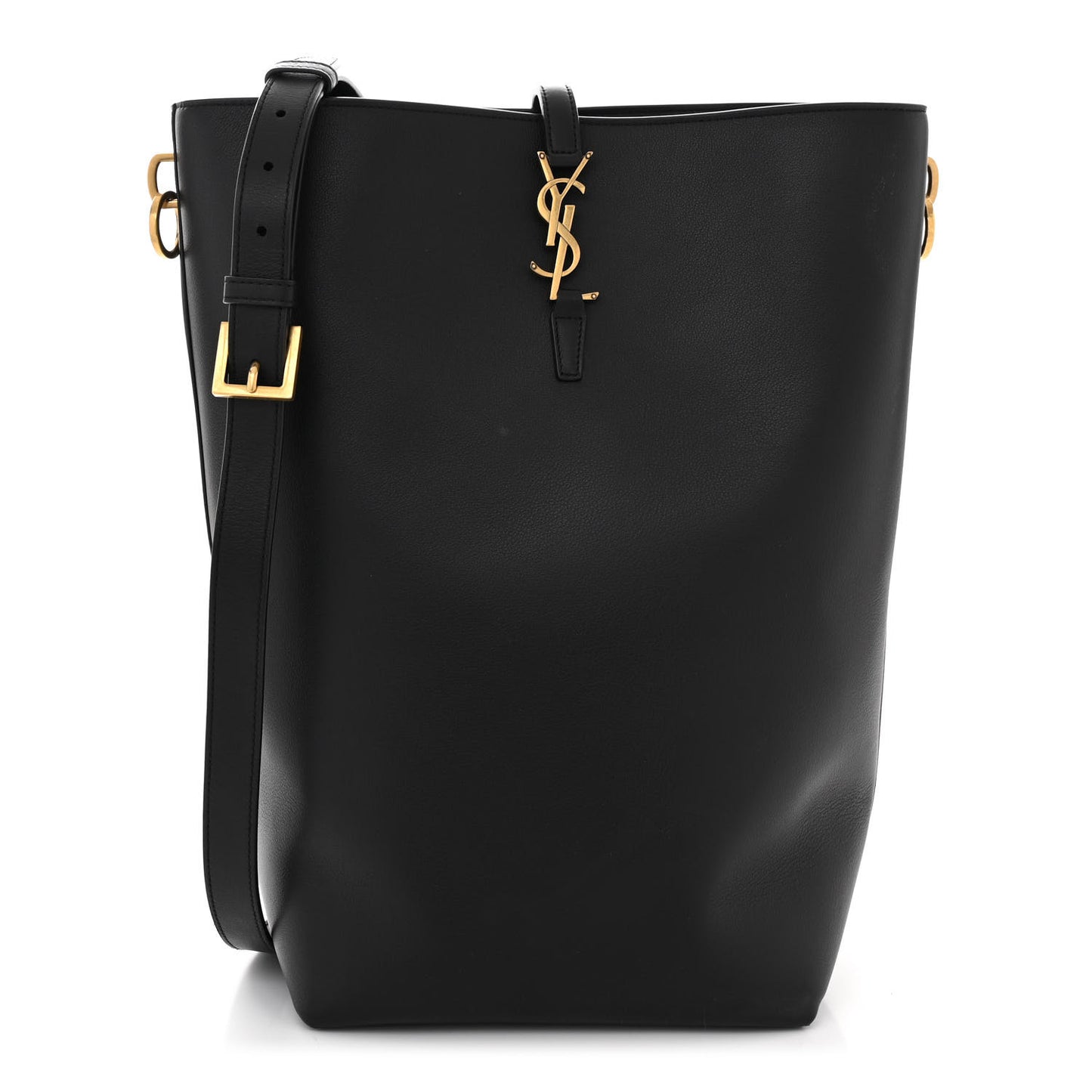 Shiny Calfskin Le 37 Long Bucket Bag Black