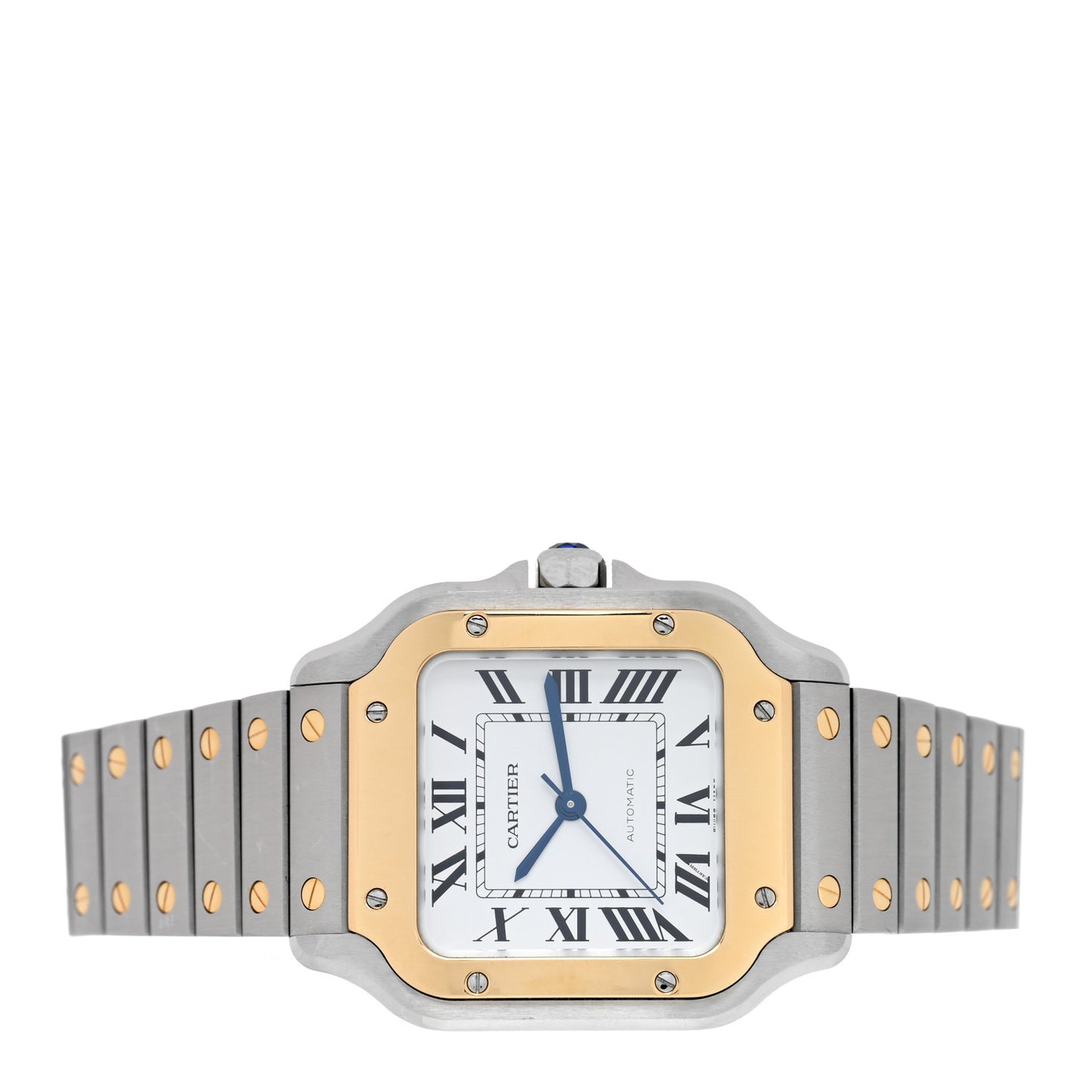 Stainless Steel 18K Yellow Gold 35mm Santos De Cartier Automatic Watch