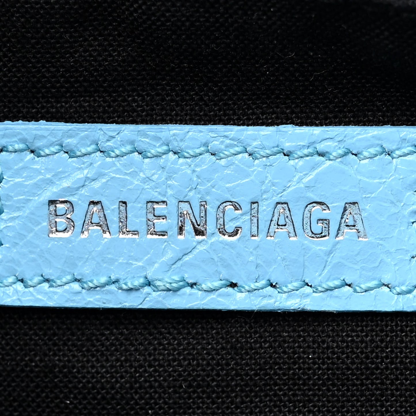 Agneau Classic Silver Hardware Mini City Logo Strap Baby Blue Black