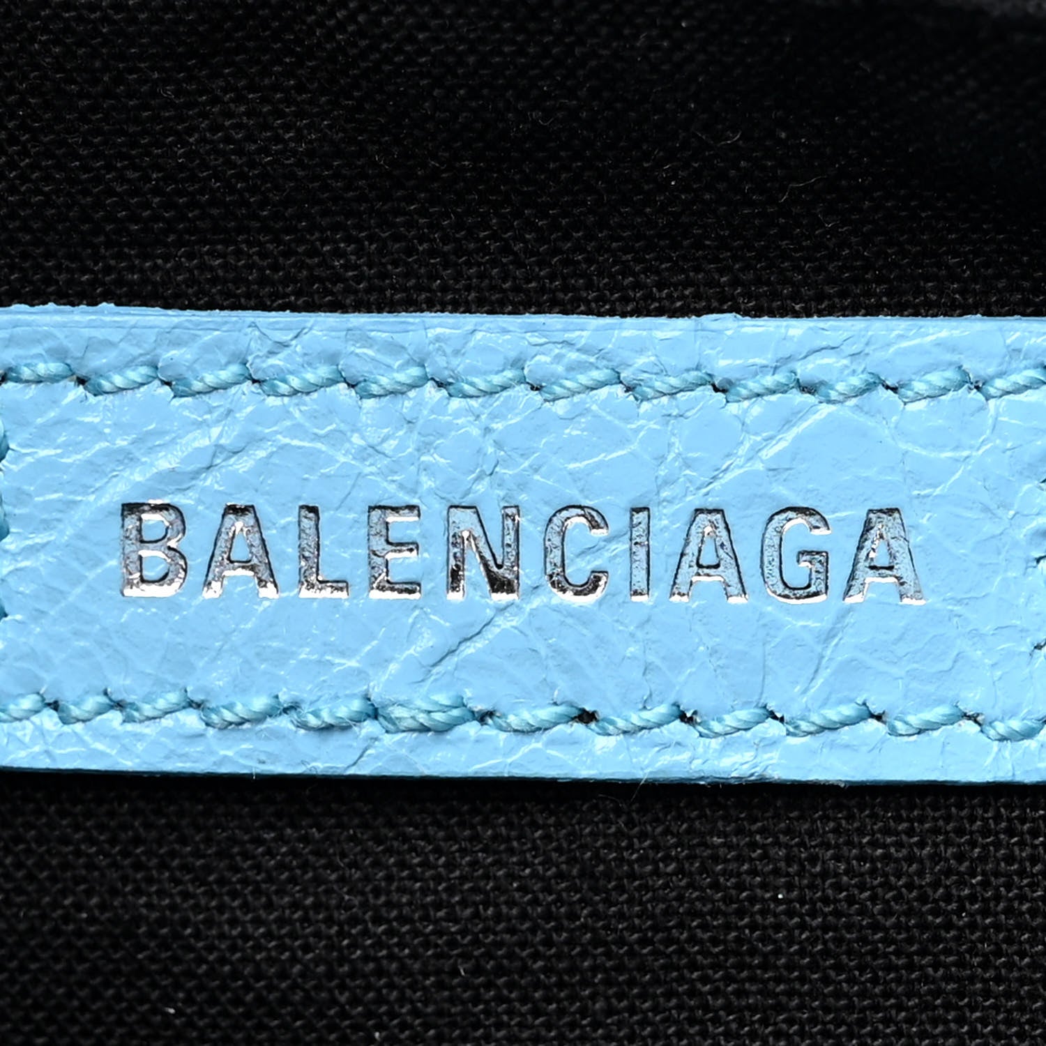 Balenciaga Agneau Classic Silver Hardware Mini City Logo Strap Baby Blue Black 6 of 14