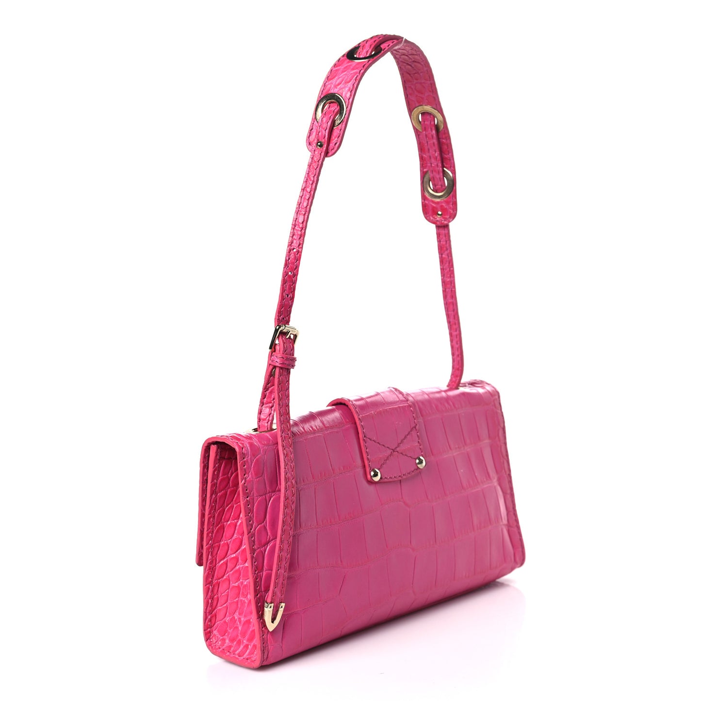 Calfskin Crocodile Embossed Rebel Bag Pink