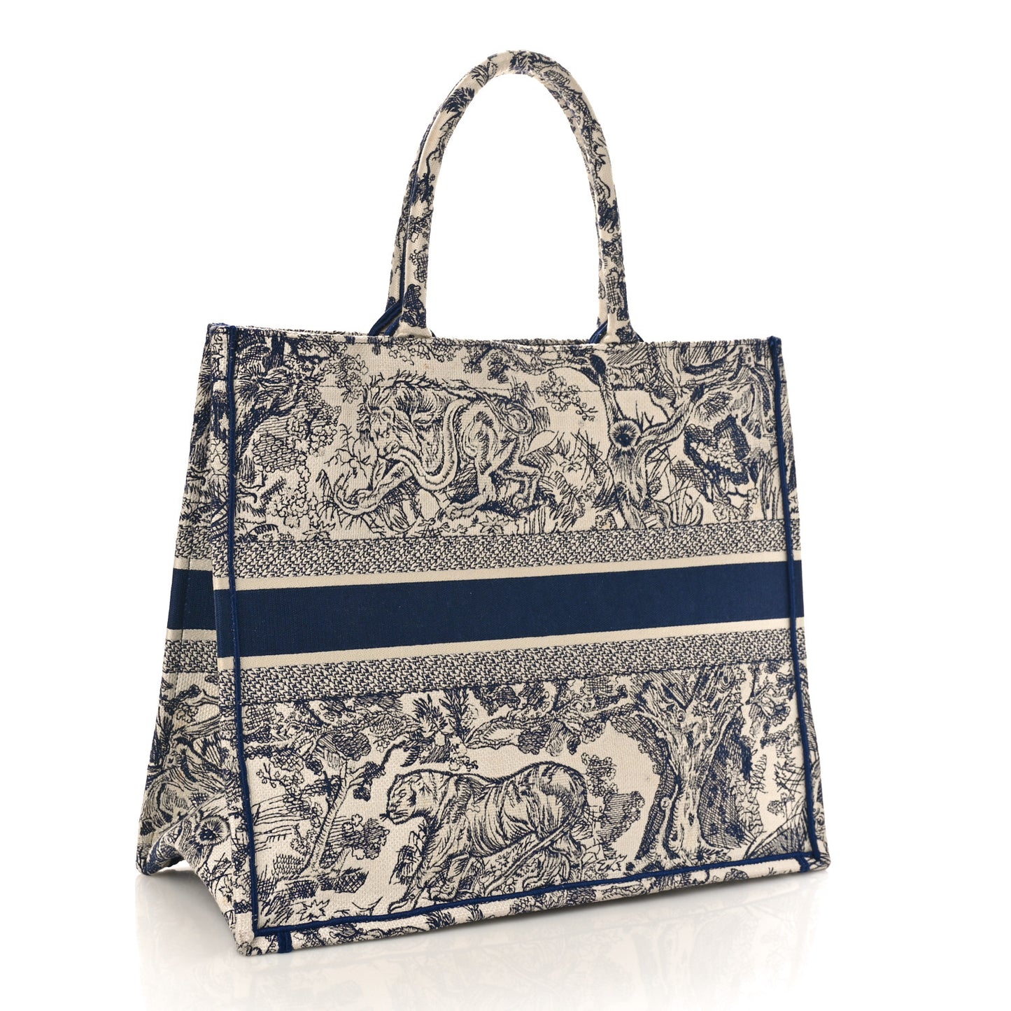 Canvas Embroidered Large Dioriviera Toile De Jouy Book Tote Blue