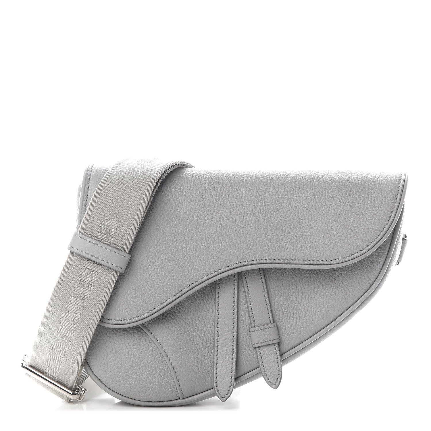 小物 Christian Dior grained calfskin gray Christian Dior Grained Calfskin Mens Mini Saddle Bag Gray 864730