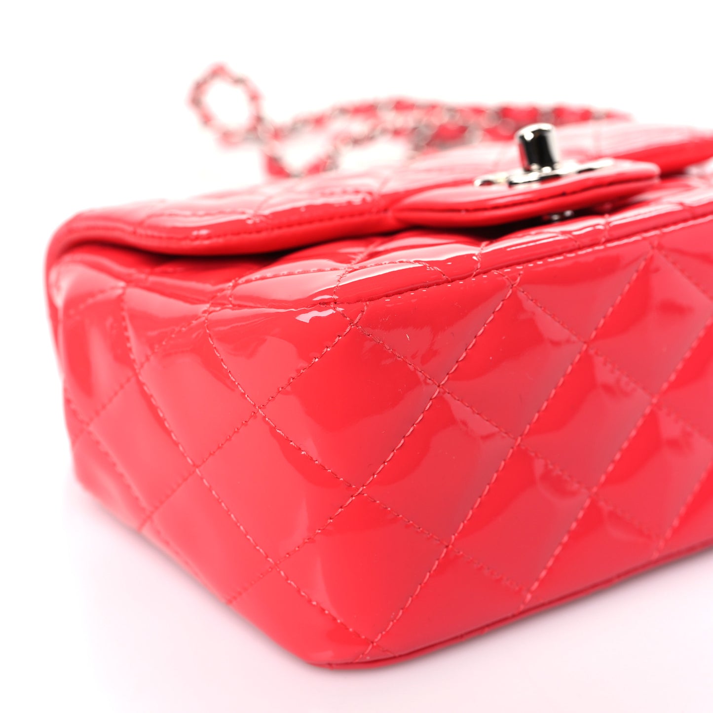 Patent Quilted Mini Square Flap Fuchsia