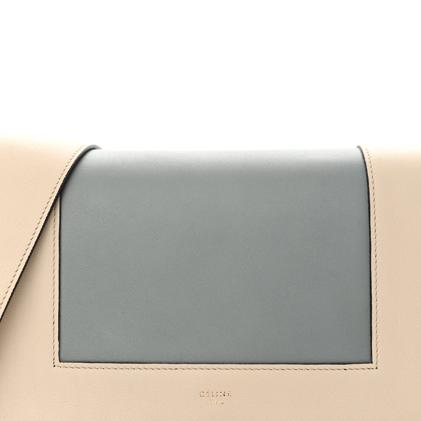 Shiny Smooth Calfskin Medium Frame Shoulder Bag Grege Storm