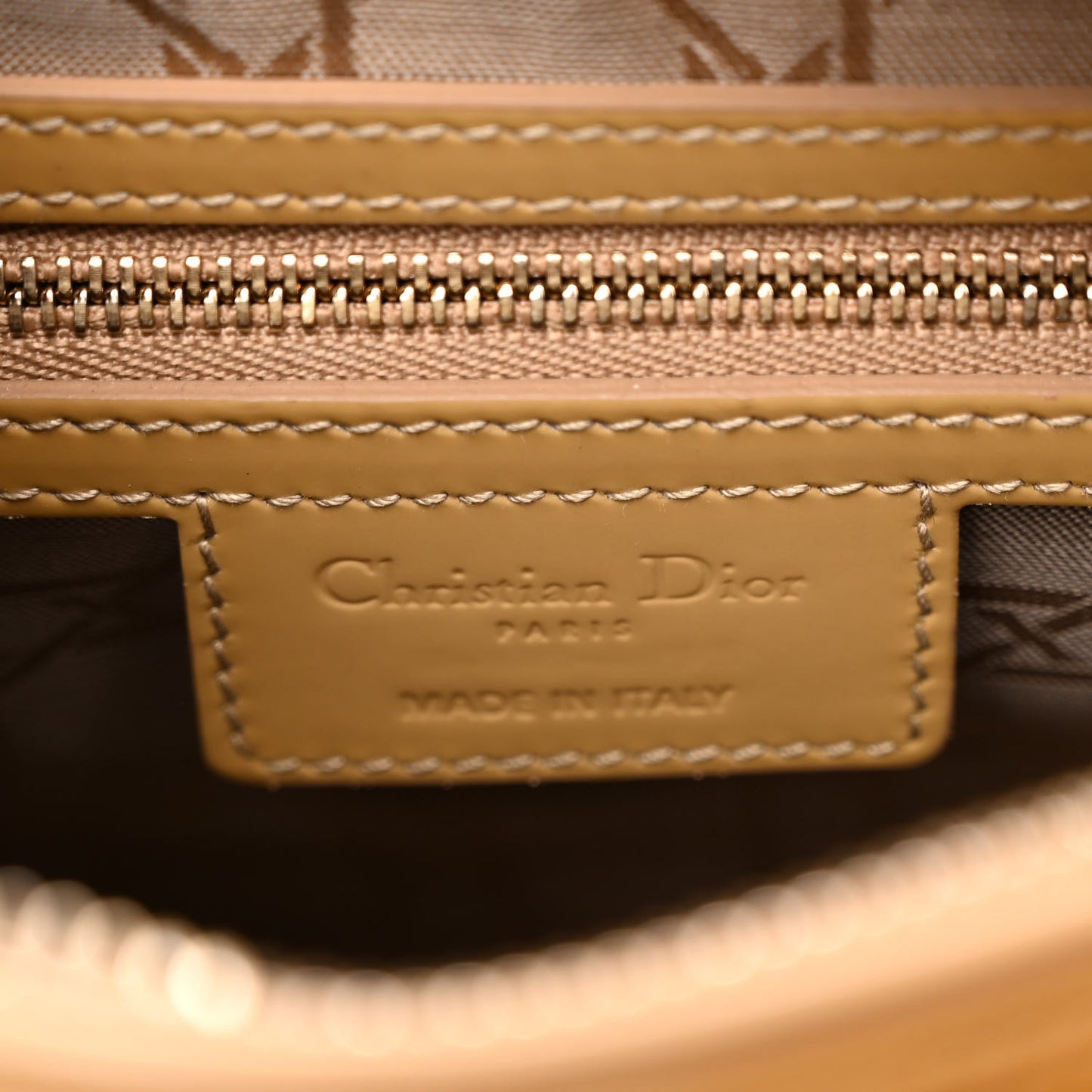 Patent Cannage Medium Lady Dior Dark Beige