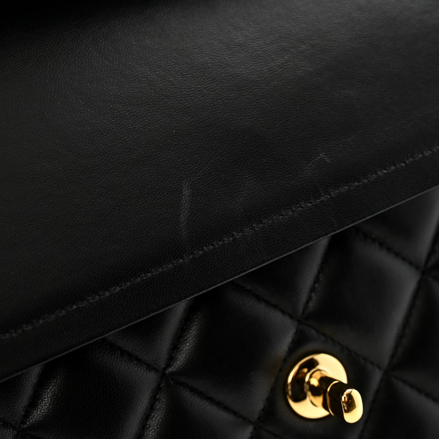 Lambskin Quilted Jumbo Double Flap Black