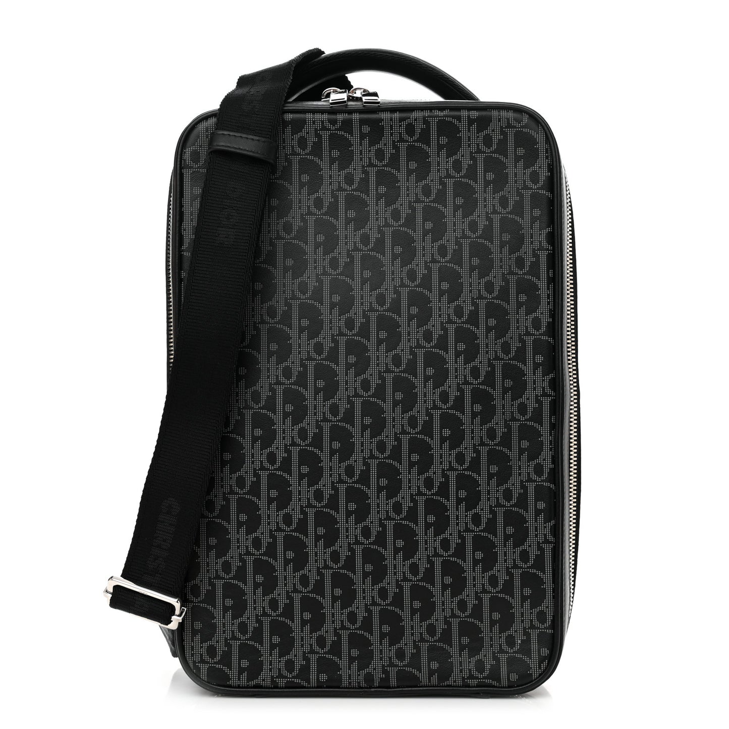 Calfskin Oblique Galaxy Perforated Marsupio World Tour Pelle Sling Black White