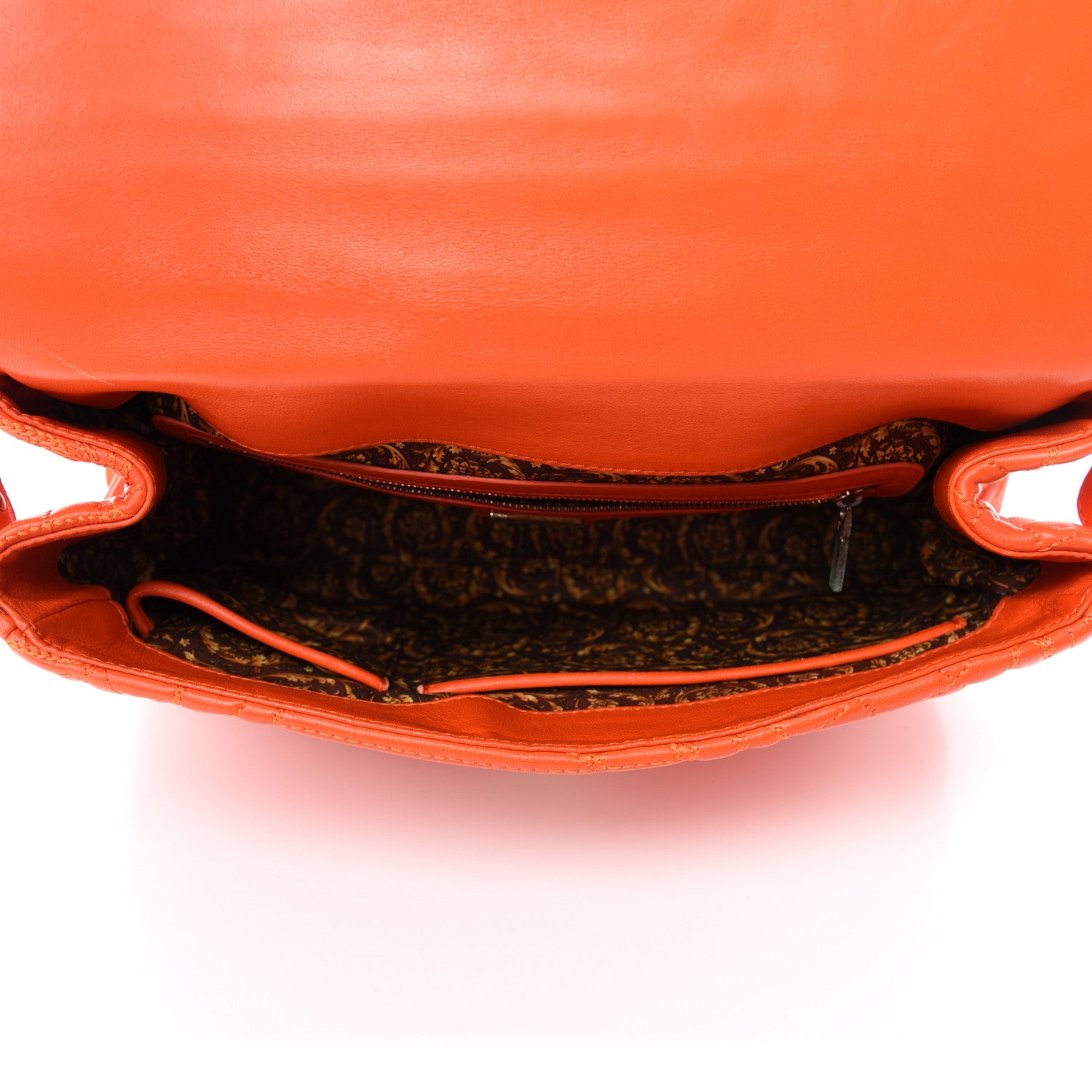 Versace Barocco Quilted Nappa Altea Vanitas Satchel Orange 5 of 10