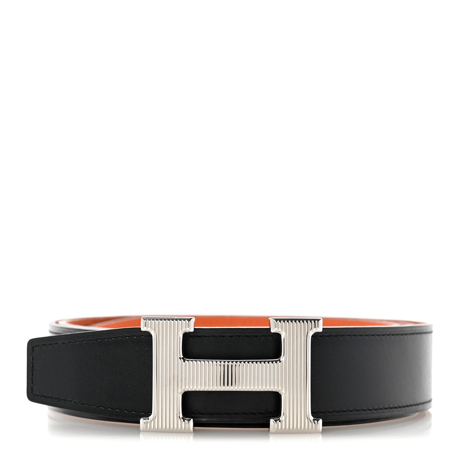 Hermes Box Togo 32mm Striee H Belt 110 44 Black Orange 1902721