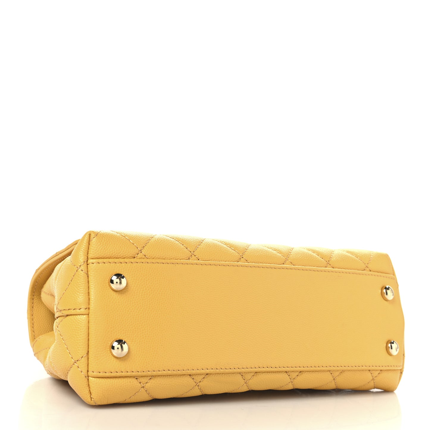 Caviar Lizard Embossed Quilted Mini Coco Handle Flap Yellow
