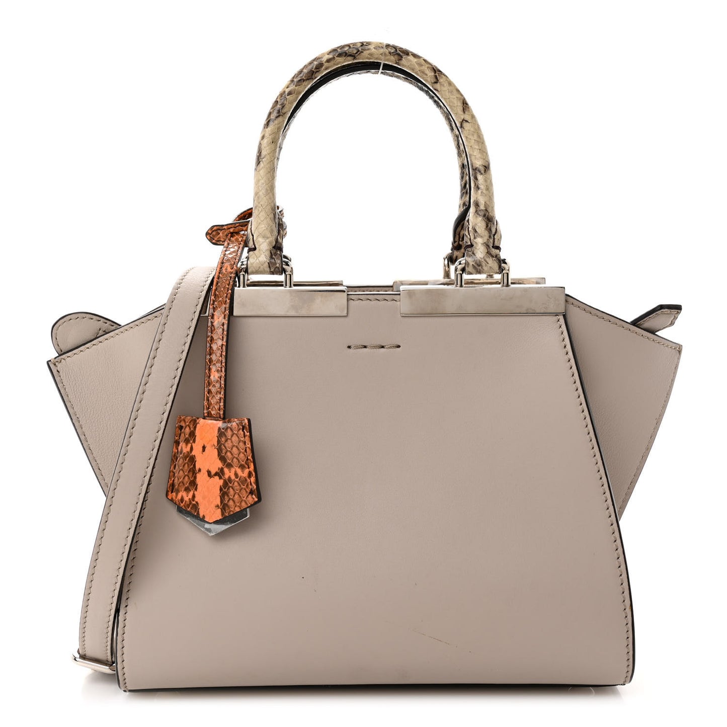 Vitello Dolce Elaphe Bi-Color Mini 3jours Tote Grigio Polvere Arancio Taupe