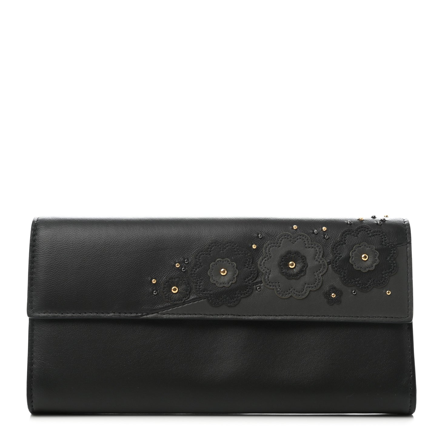 Nappa Flowers Continental Flap Wallet Grey