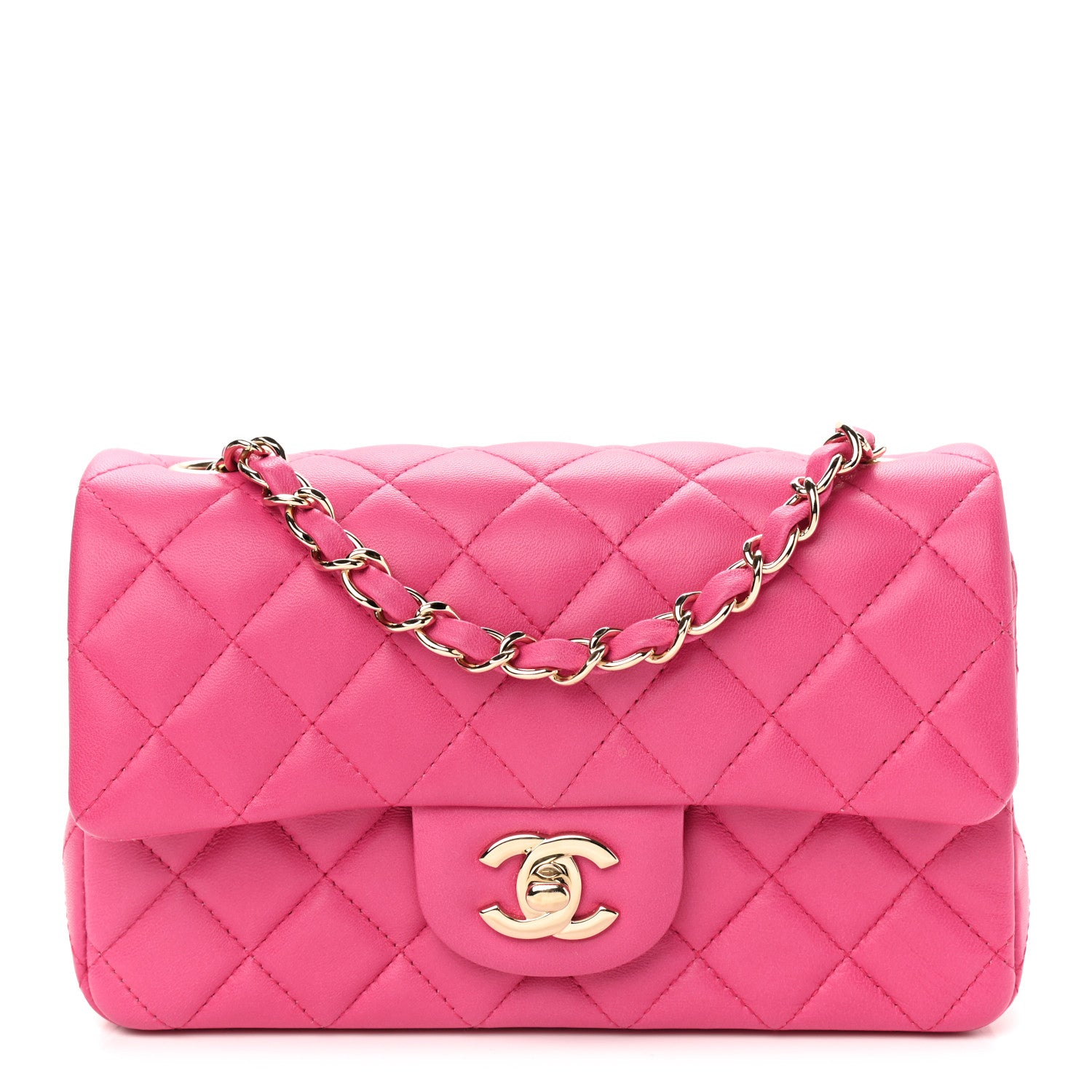 Chanel Lambskin Quilted Mini Rectangular Flap Fuchsia 1 of 8