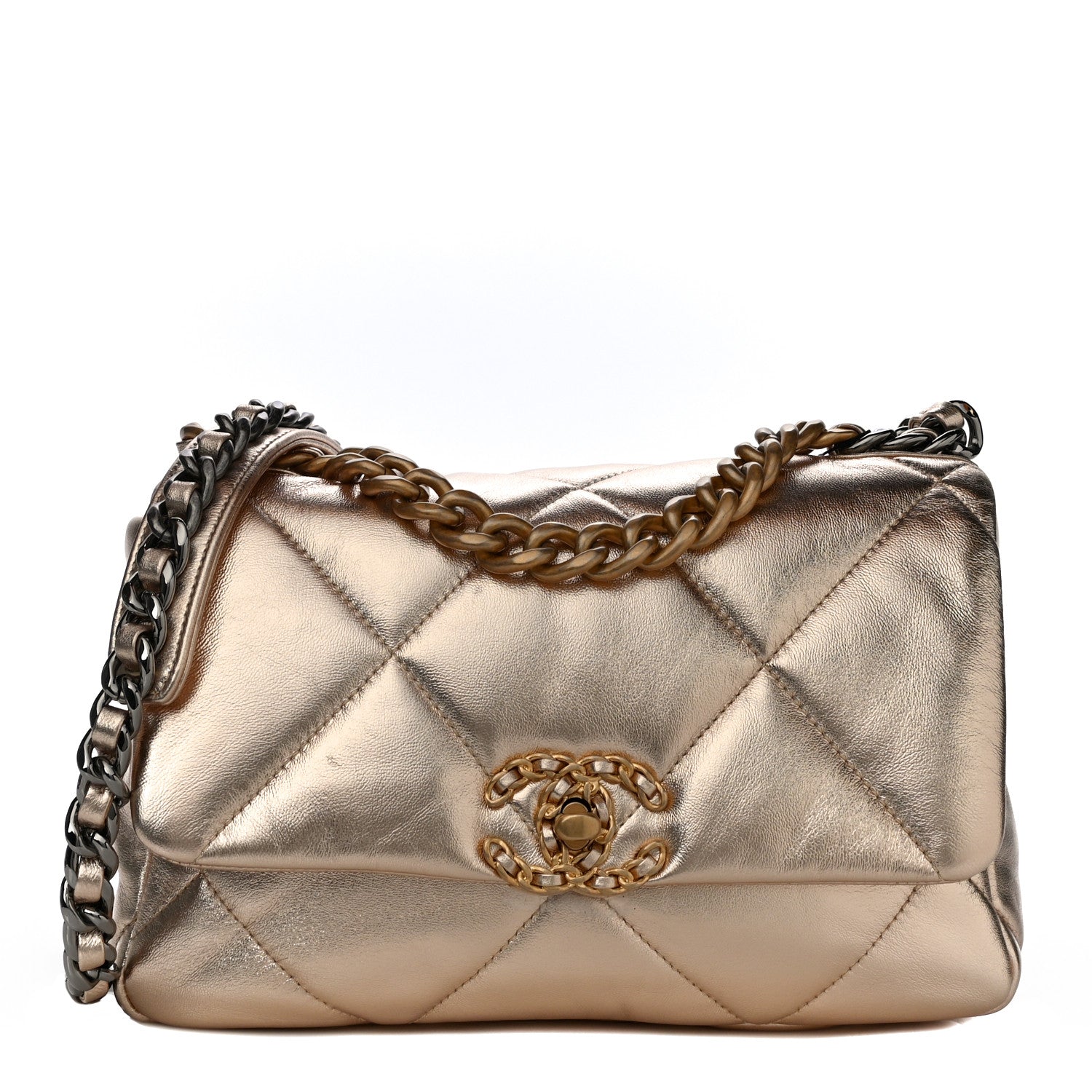 Chanel Metallic Lambskin Quilted Medium Chanel 19 Flap Gold 1 of 10