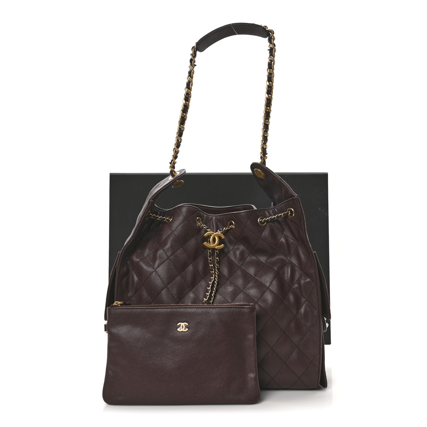 Caviar Quilted Medium Chanel 25 Handbag Dark Brown