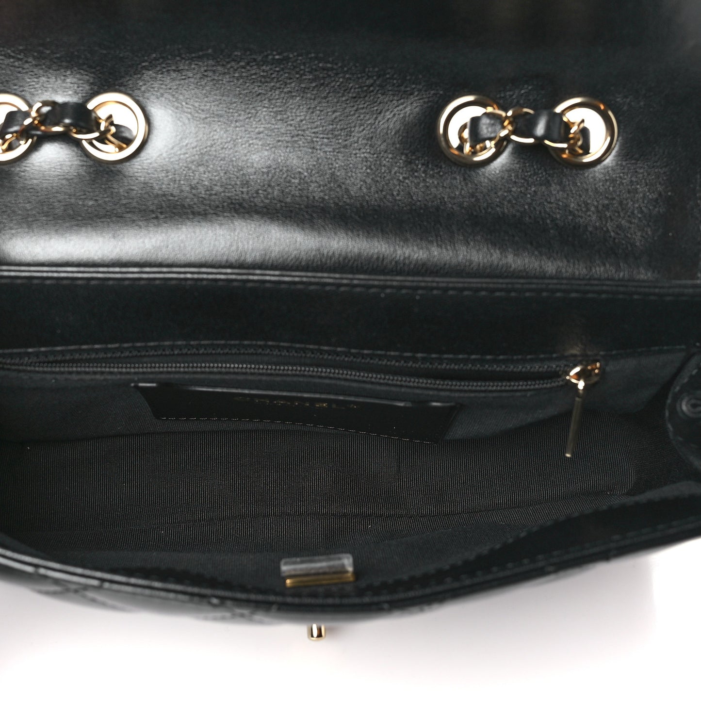 Lambskin Patent Calfskin Quilted Small Flap Bag Black