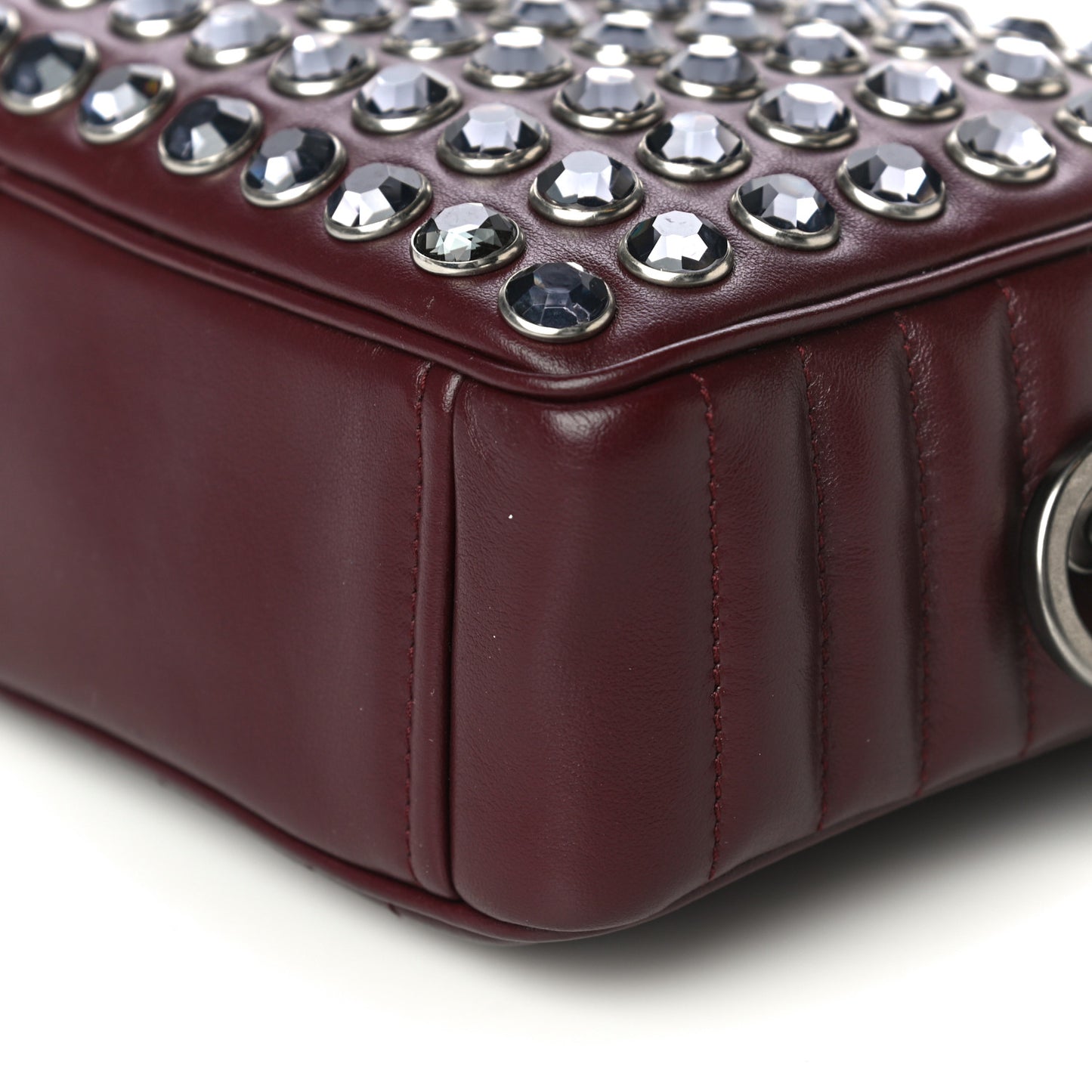 Soft Calfskin Crystal Impunture Camera Bag Granato