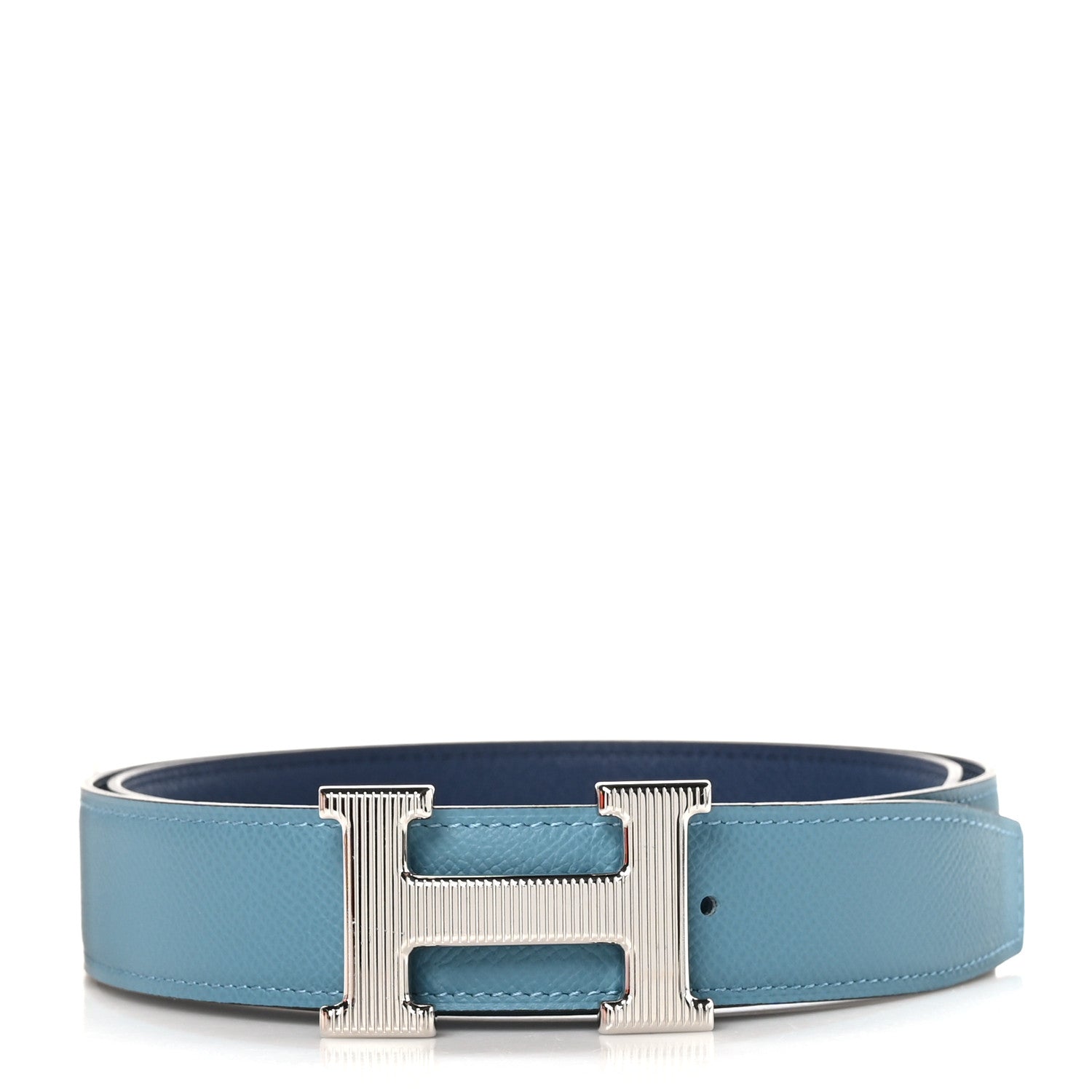 Hermes Epsom 32mm Strie H Belt 90 New Bleu Jean Bleu Navy 2 of 8