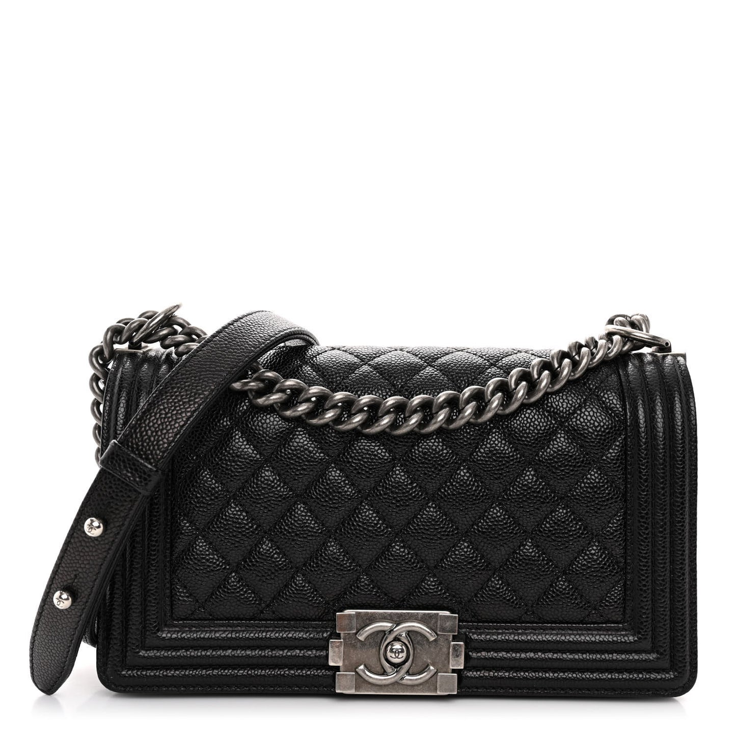 Caviar Quilted Medium Boy Flap Black