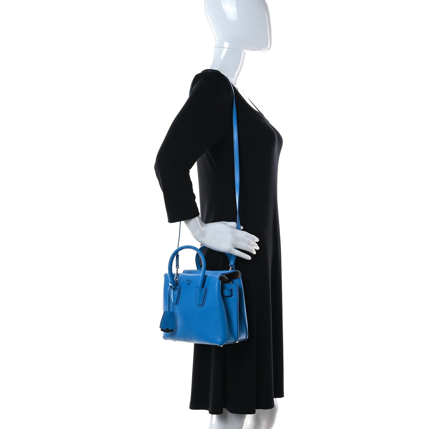 Grained Calfskin Mini Milla Tote Sky Blue