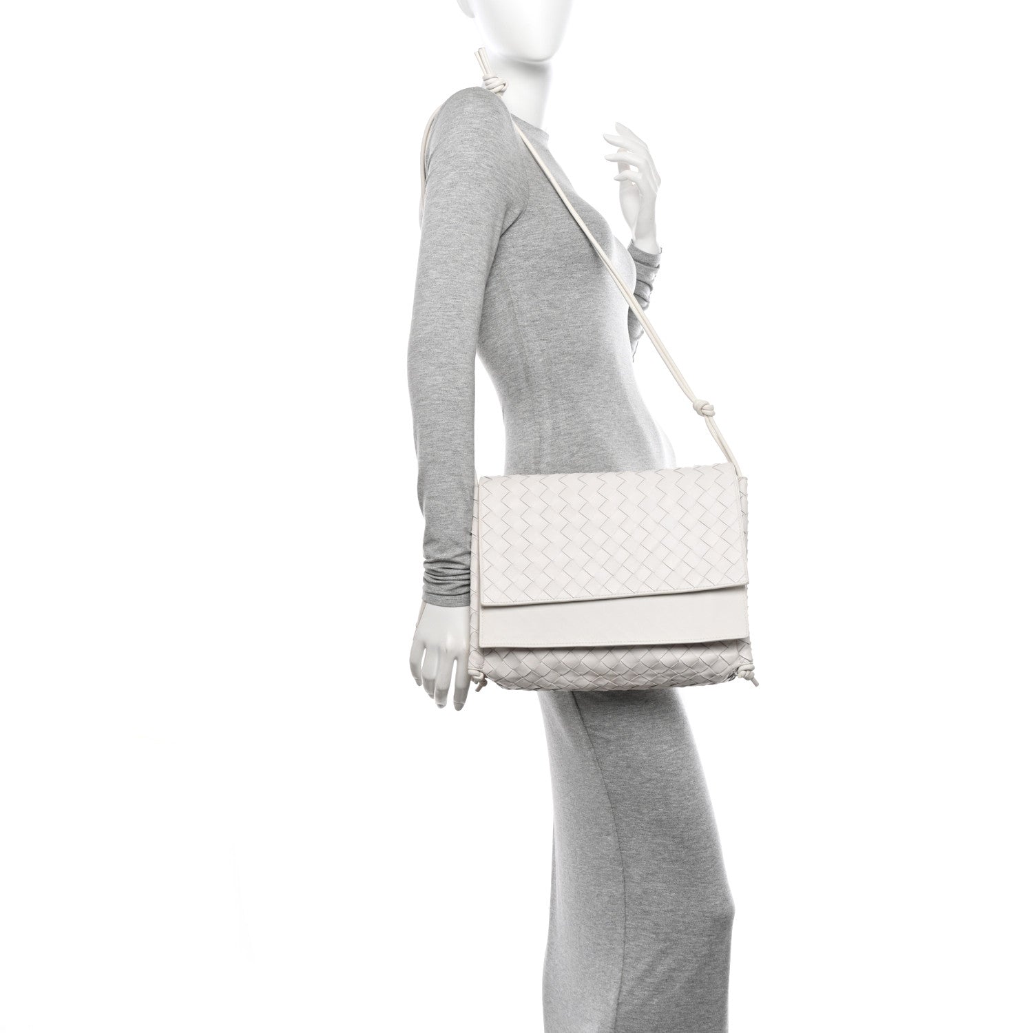 Bottega Veneta Nappa Intrecciato Medium Knot Flap Crossbody White 2 of 13