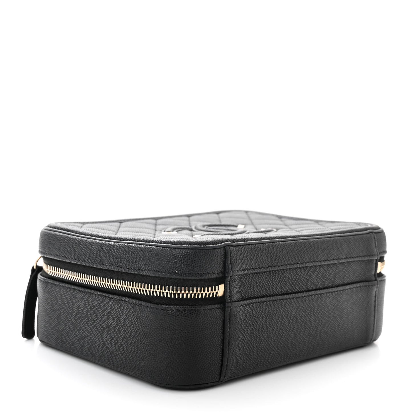 Caviar Quilted Medium CC Filigree Vanity Case Black