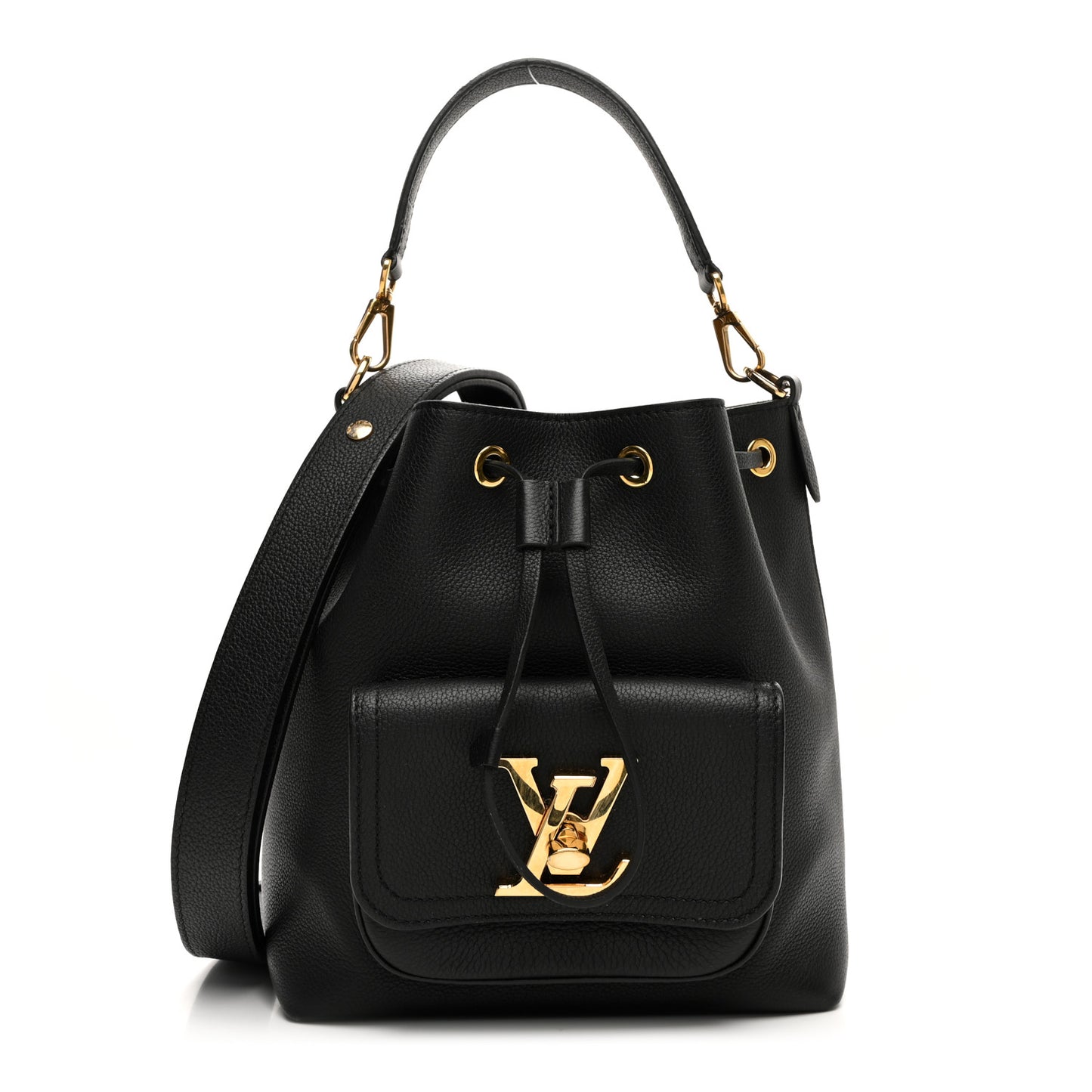 Calfskin Lockme Bucket MM Black