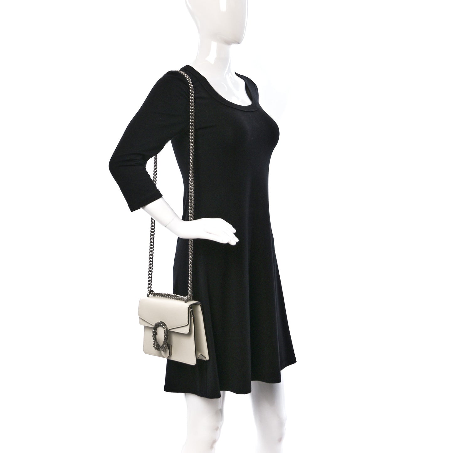 Textured Calfskin Crystal Mini Dionysus Shoulder Bag Mystic White