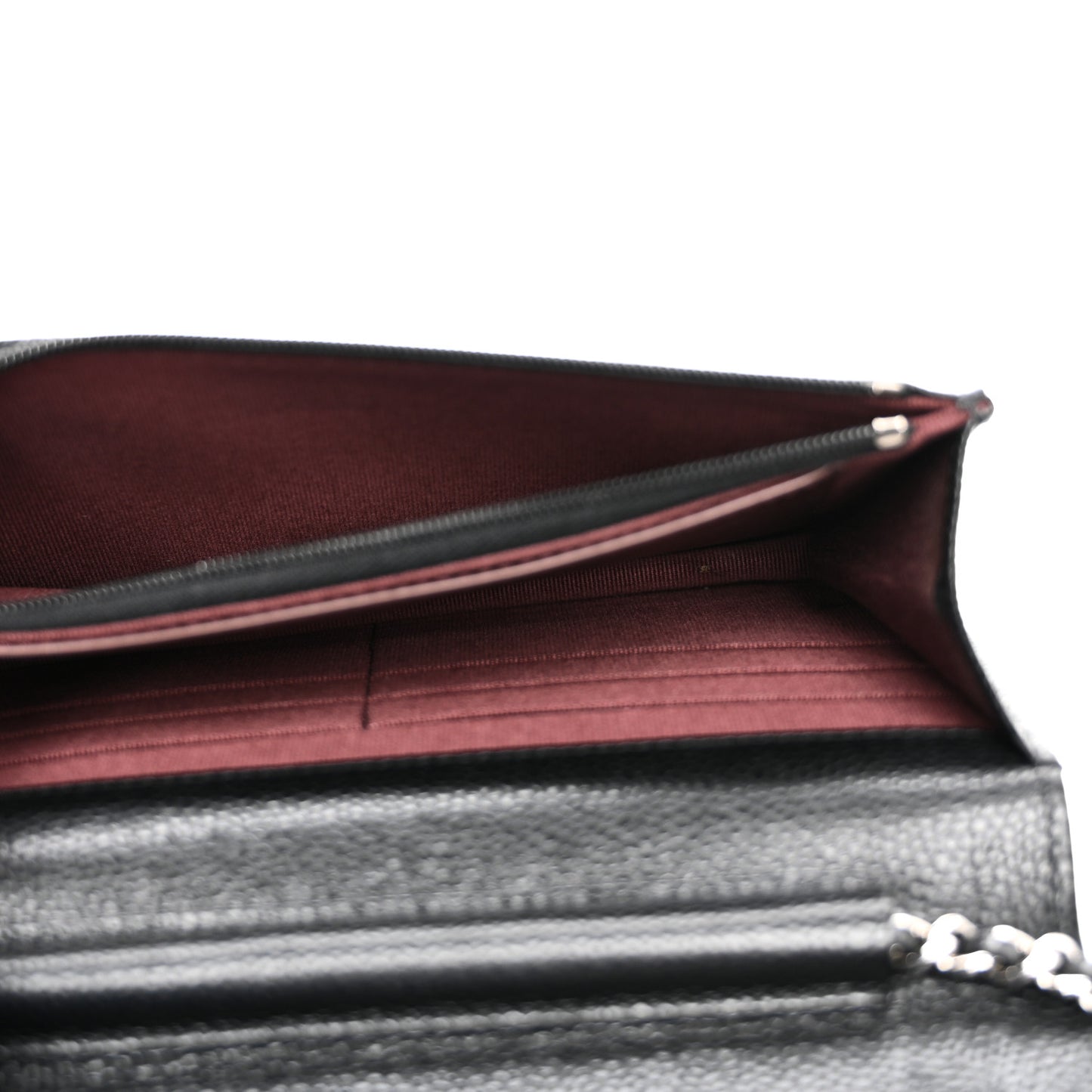 Caviar Quilted Wallet on Chain WOC Black