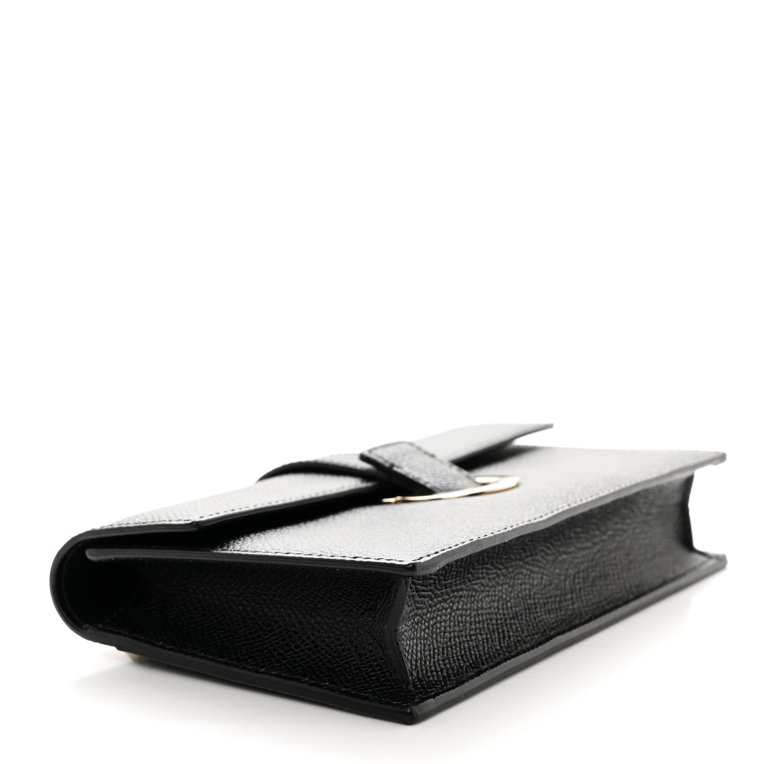 Salvatore Ferragamo Pebbled Calfskin Thalia Wallet On Chain Black 4 of 11