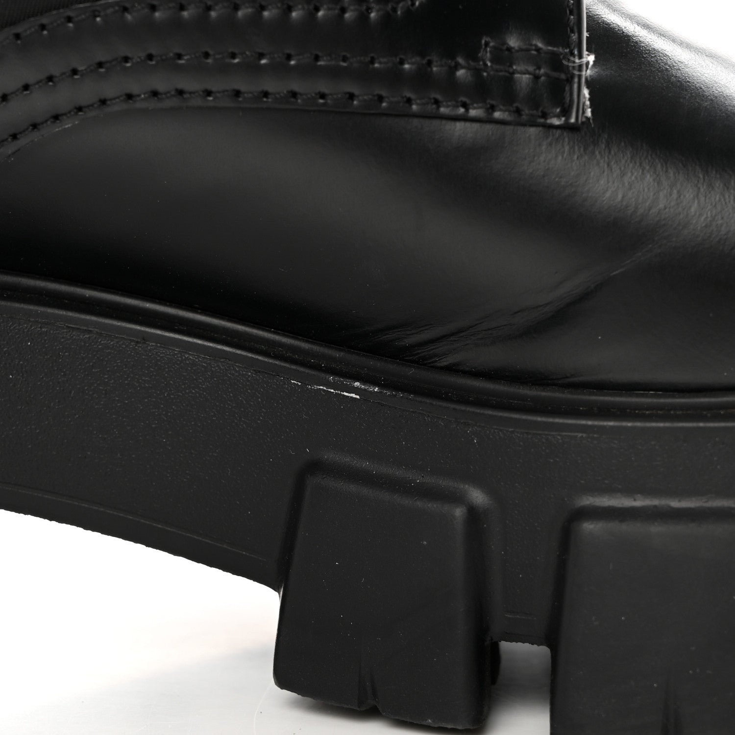 Prada Spazzolato Rois Nylon Metal Triangle Logo Monolith Pouch Pocket 55mm Boots 40 Black 11 of 16