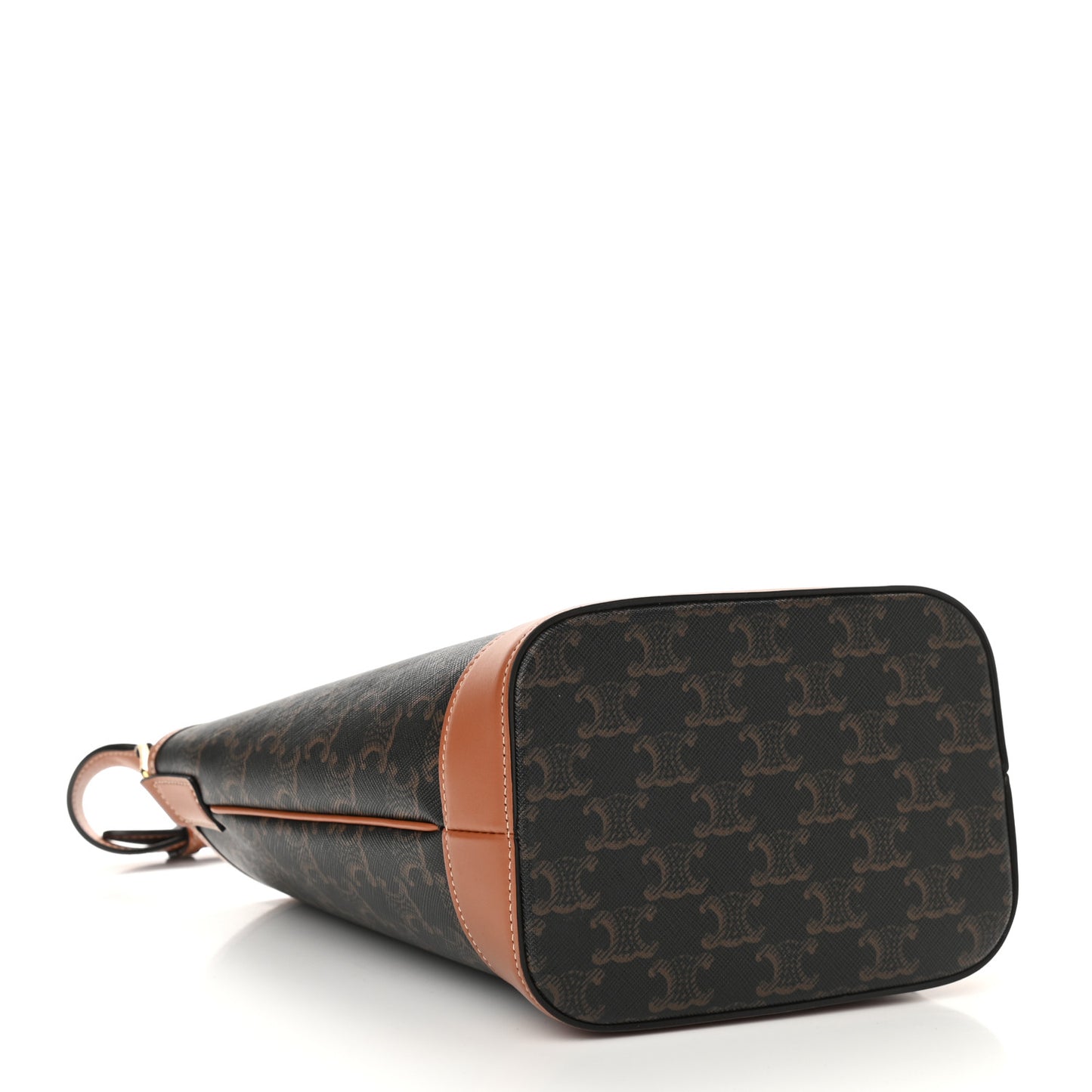 Triomphe Canvas Calfskin Small Bucket Bag Tan
