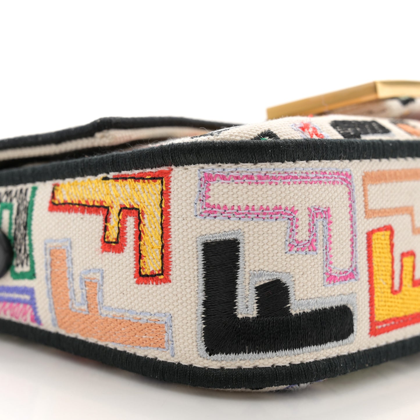 Canvas Vitello Seta FF Embroidered Chinese Valentines Day Mini Baguette Multicolor