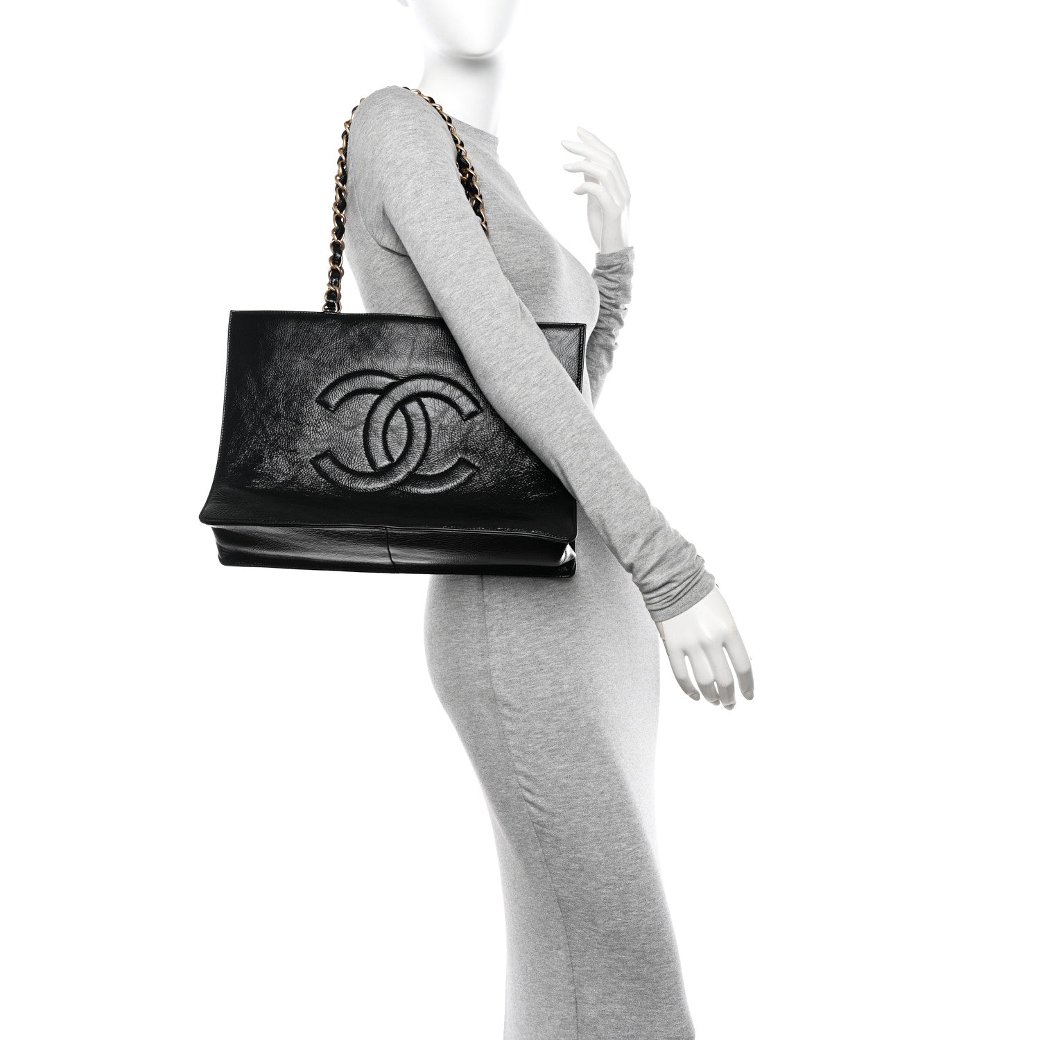 Chanel Shiny Aged Calfskin Shopping Bag Black 2 of 10