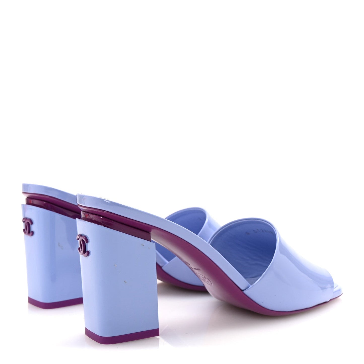 Patent Calfskin CC Mules 40 Light Purple Dark Purple