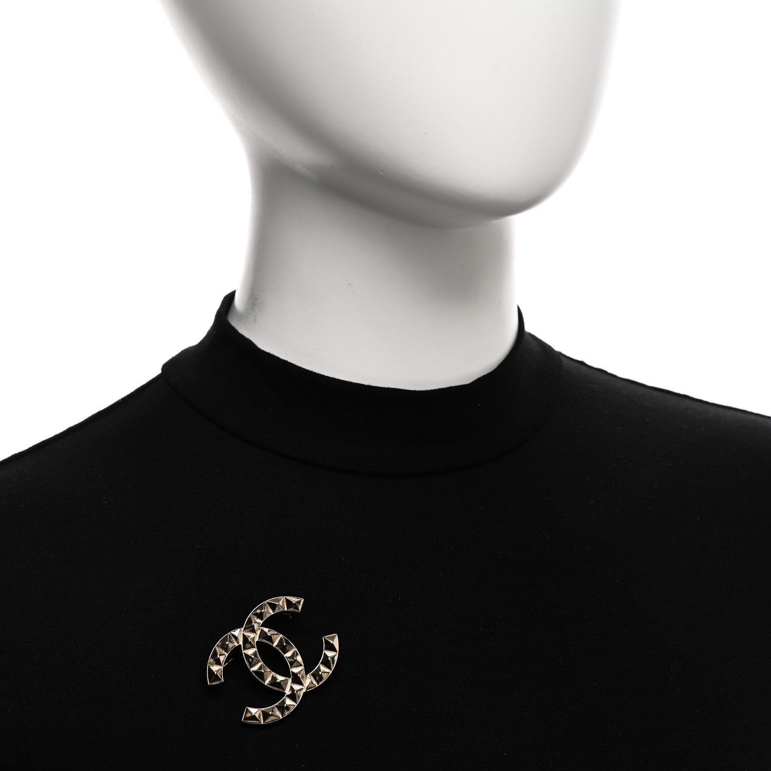 Chanel Studded CC Pin Brooch Gold 2 of 5