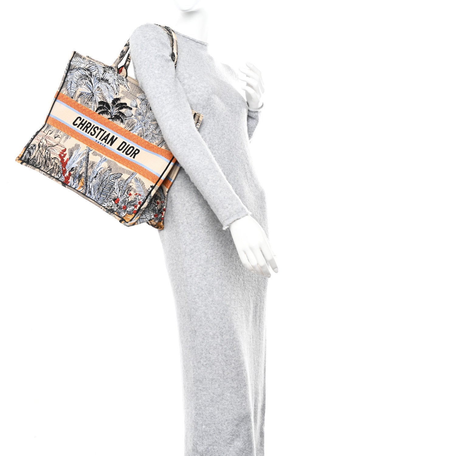 Christian Dior Canvas Embroidered Toile De Jouy Tropicalia Large Book Tote Denim Blue 2 of 15