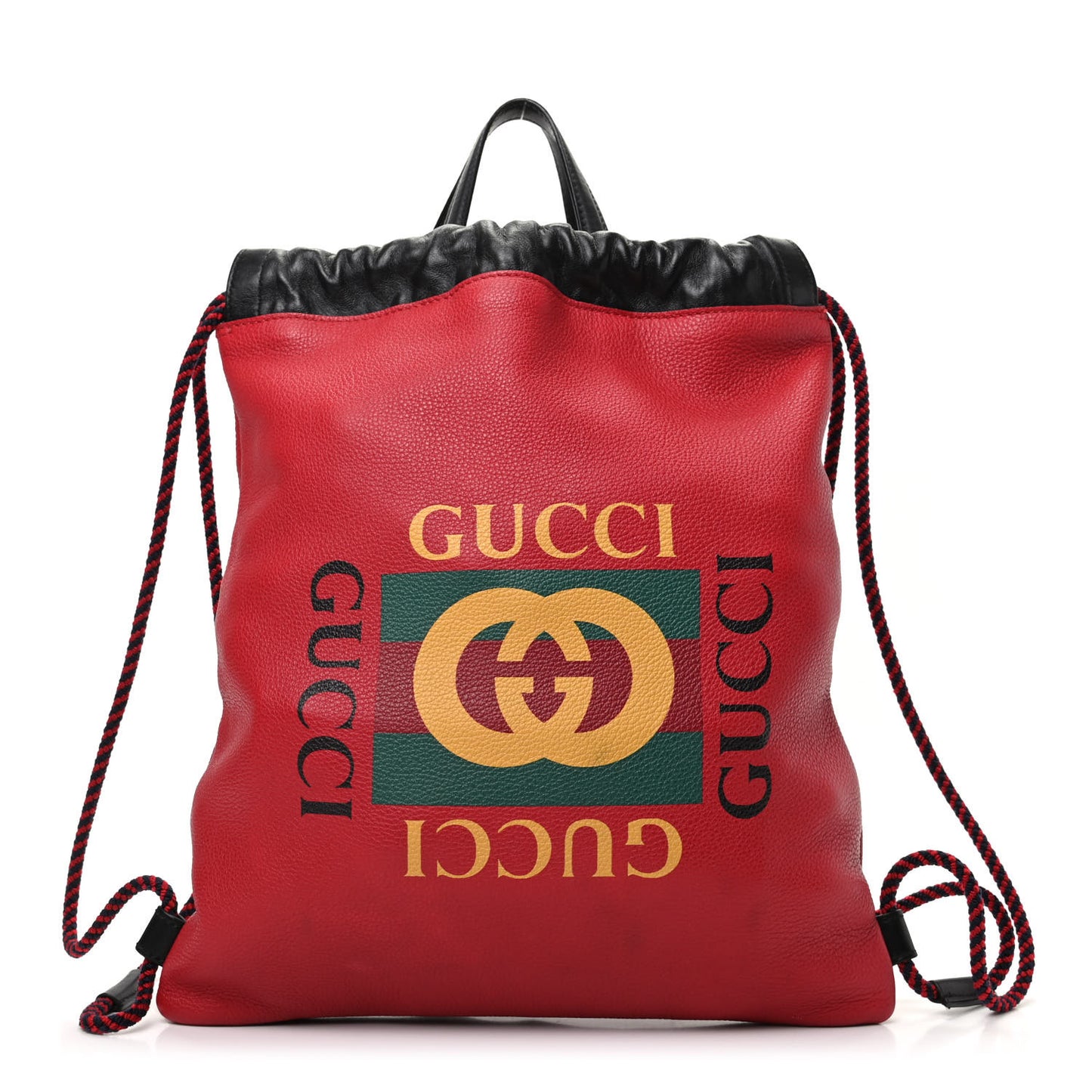 Calfskin Mens Logo Drawstring Backpack Red