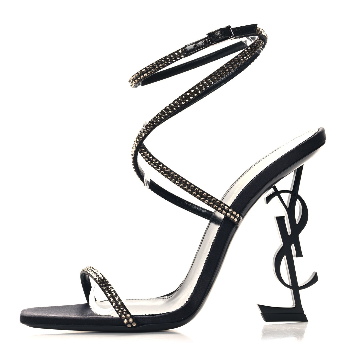 Satin Crystal Opyum 110 Sandals 39.5 Black
