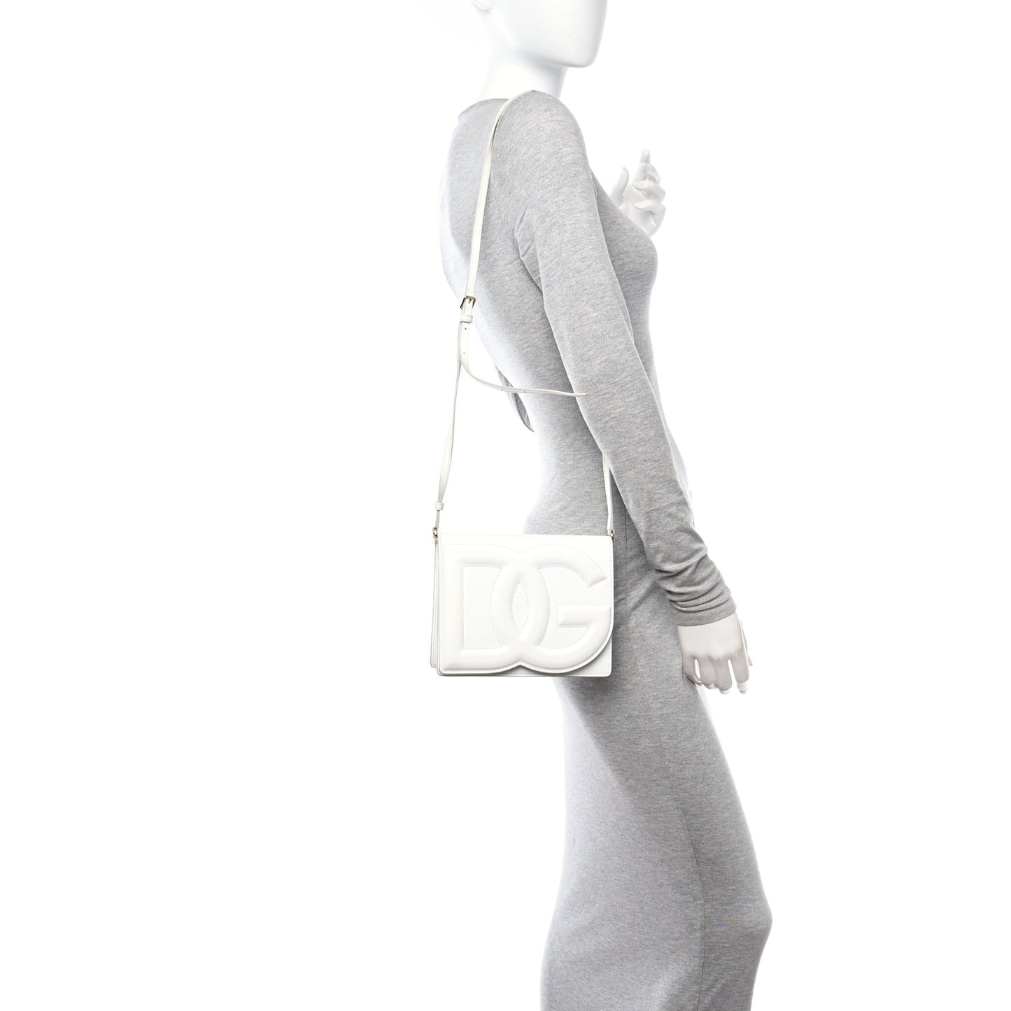 Calfskin DG Logo Flap Crossbody Bag White