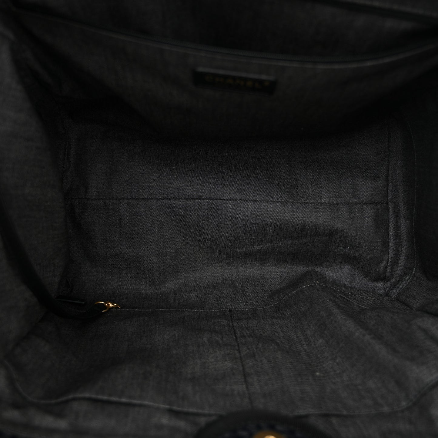 Straw Raffia Calfskin Chain Medium Deauville Tote Black